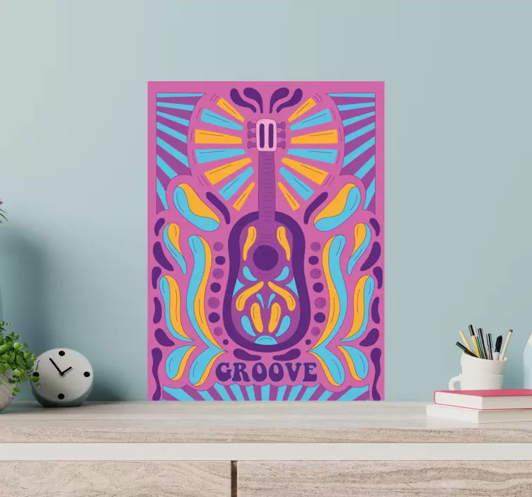 Színes gitár művészet erdei Állatok falmatrica - TenStickers