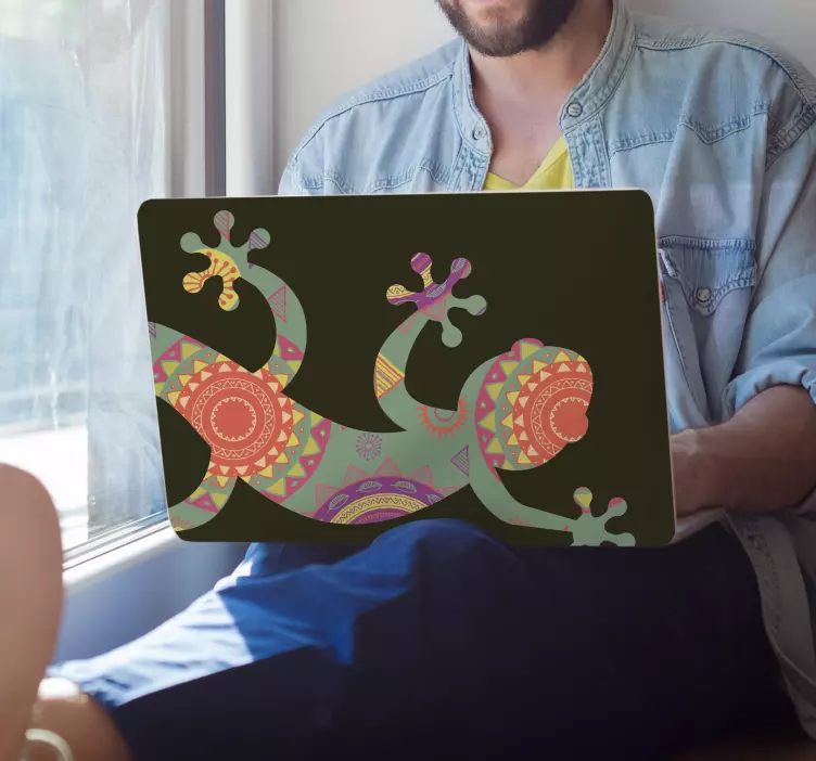 Színes gyík művészet Laptop matrica - TenStickers