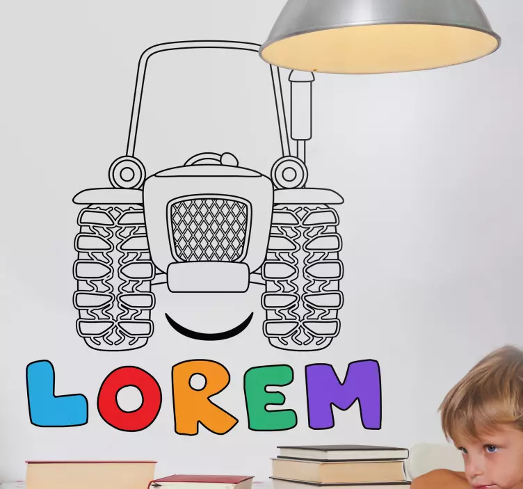 Színes név vázlat traktor név matrica - TenStickers