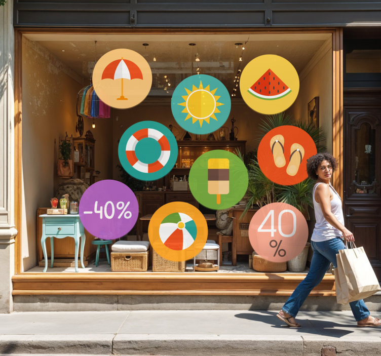 Színes nyári kedvezmények akciós matricák - TenStickers