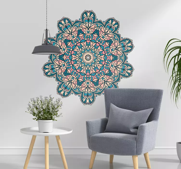 Színes vintage mandala rajz fal matrica - TenStickers