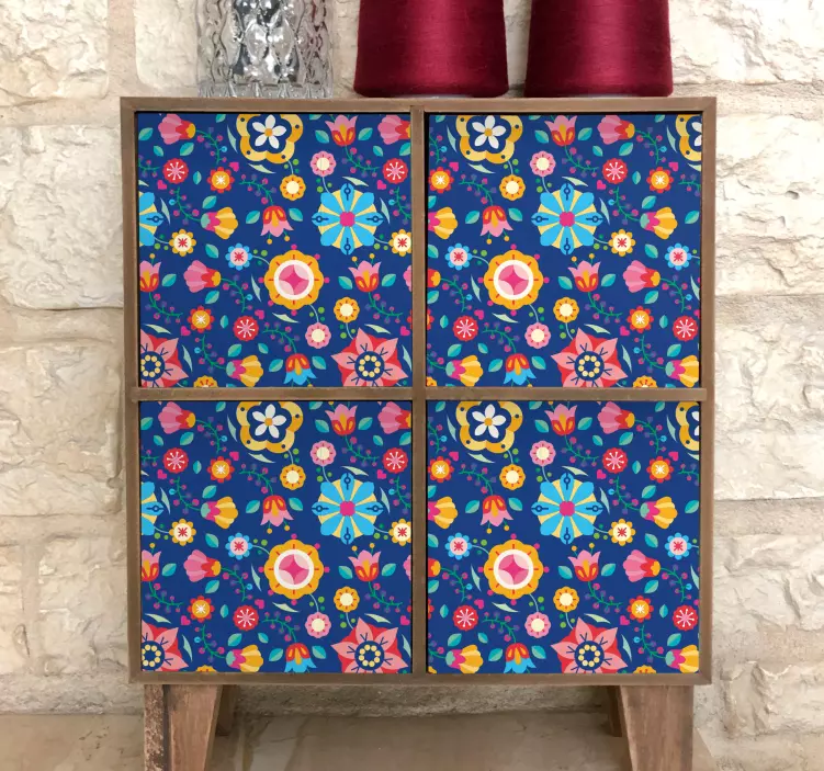 Színes virágmintás matrica dekoráció - TenStickers