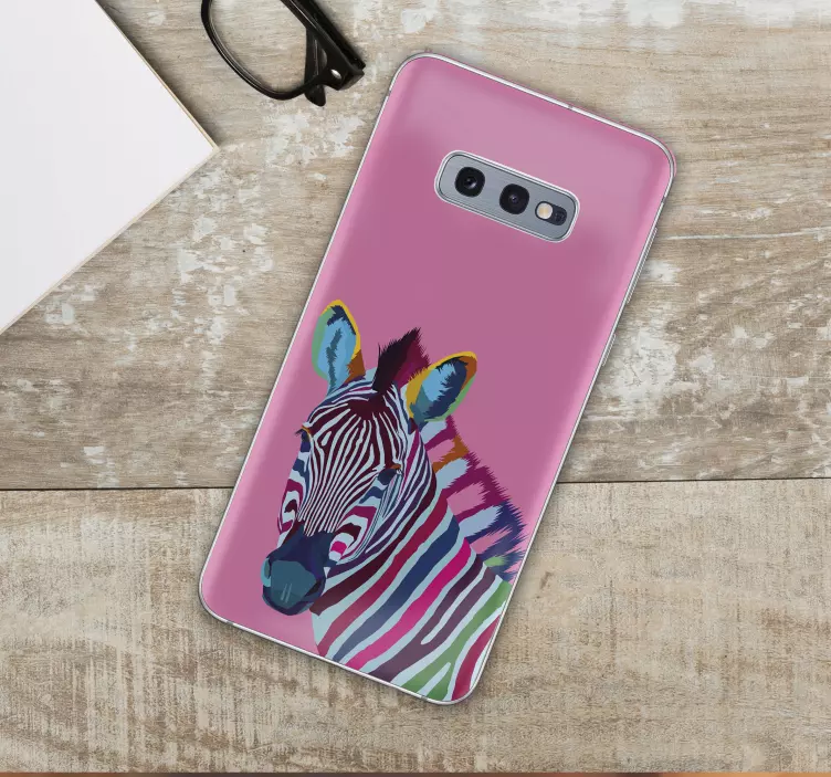 Színes zebra fej matrica samsung - TenStickers