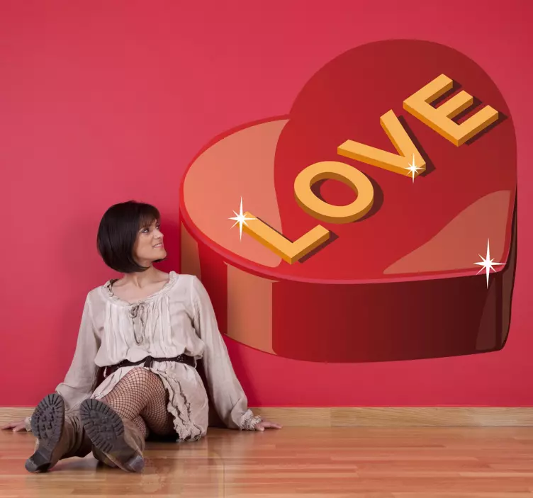 Szív alakú doboz matrica kirakatokra - TenStickers