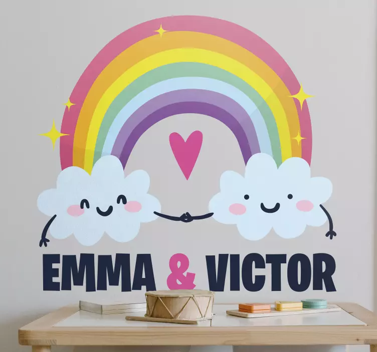 Szivárvány személyre szabott nevekkel matrica - TenStickers