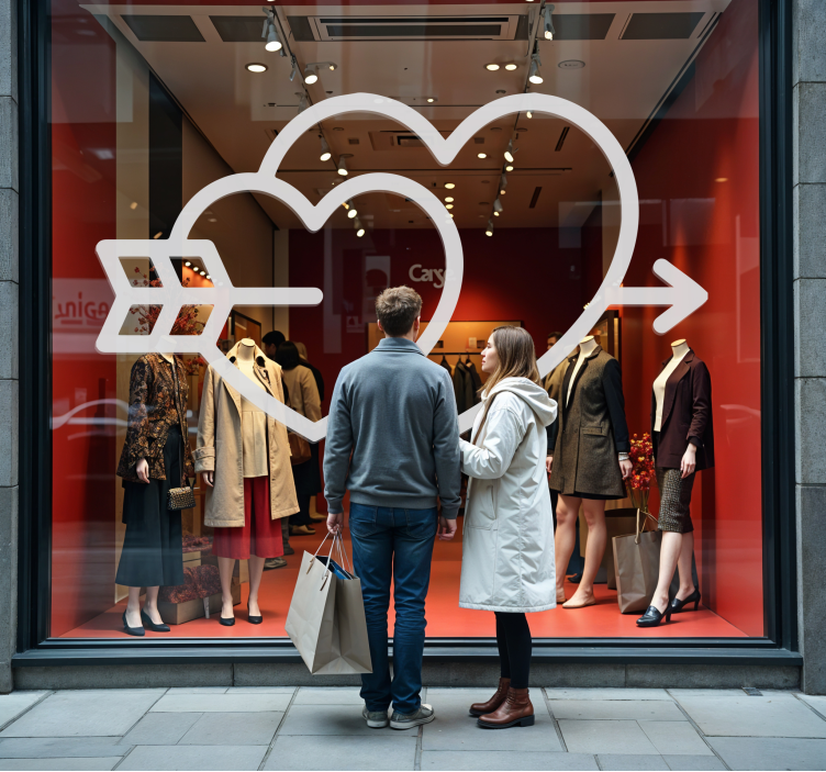 Szívek és nyíl Szent Valentin matrica - TenStickers