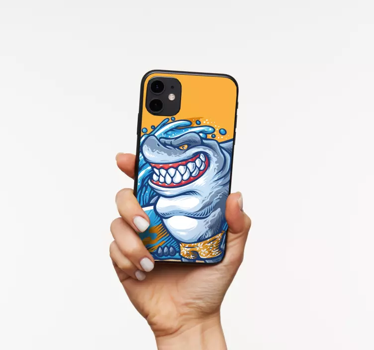 Szörfdeszka cápa rajzfilm iphone matrica - TenStickers