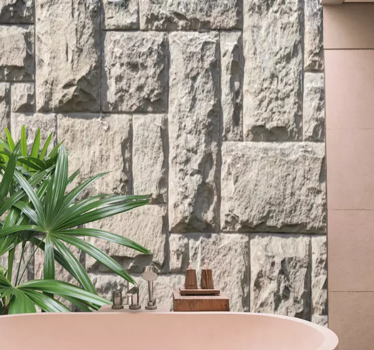 Szürke rusztikus kőfal vinyl nyomtatott matrica - TenStickers