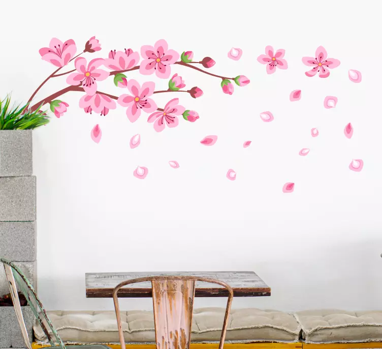 Tavaszi fa virágok repülő virág fal matrica - TenStickers