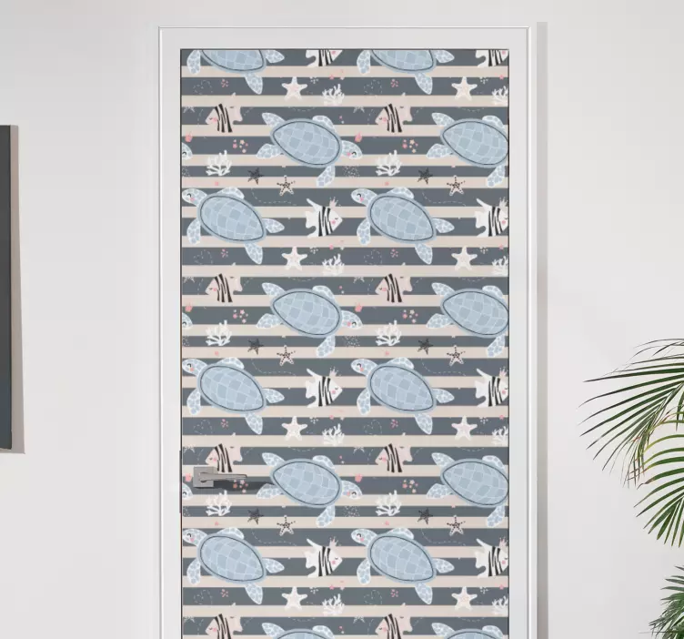 Teknős minta design matrica ajtók - TenStickers