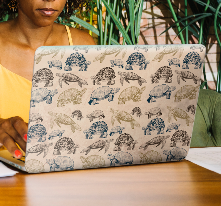 Teknősök bézs háttér laptop matrica - TenStickers