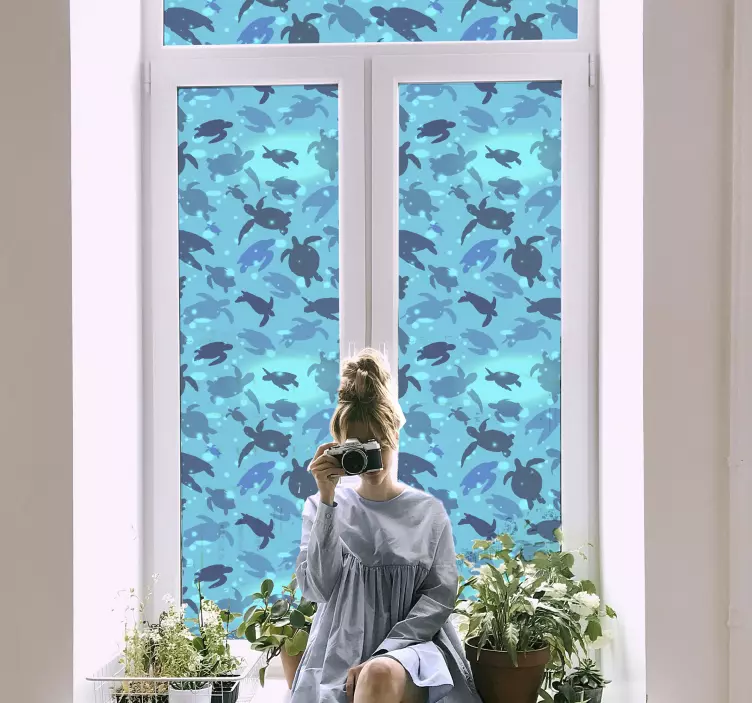 Teknősök úszó ablak matrica - TenStickers