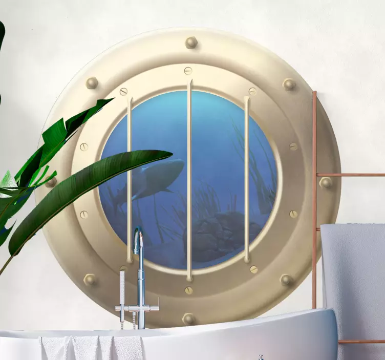 Tenger alatti ablak látvány erdei állatok falmatrica - TenStickers