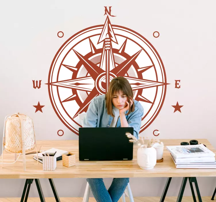 Tengerészeti iránytű erdei állatok falmatrica - TenStickers