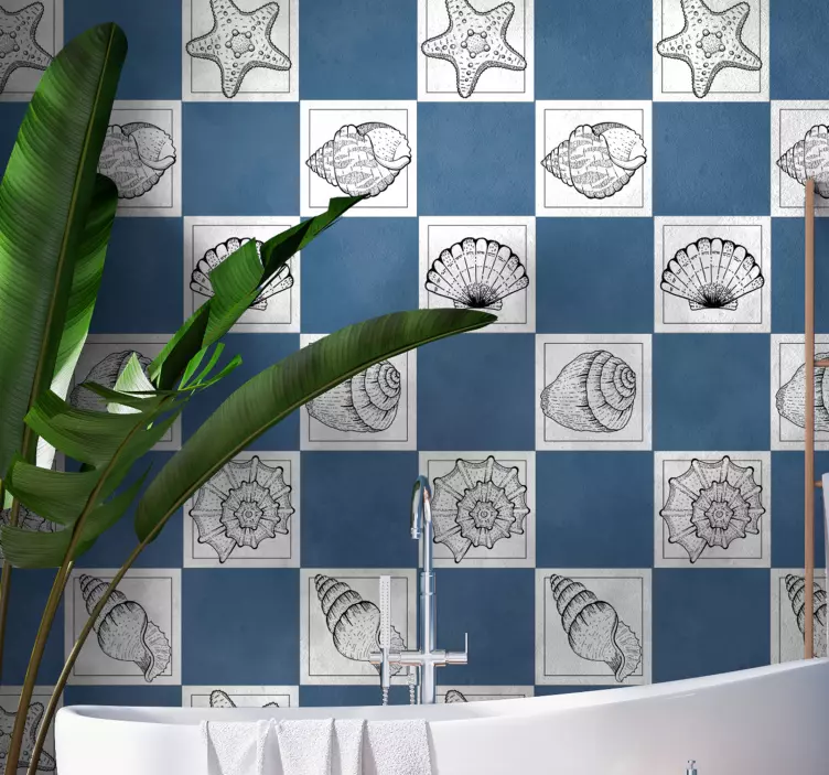 Tengeri élet és tengeri kagylók csempe matrica - TenStickers