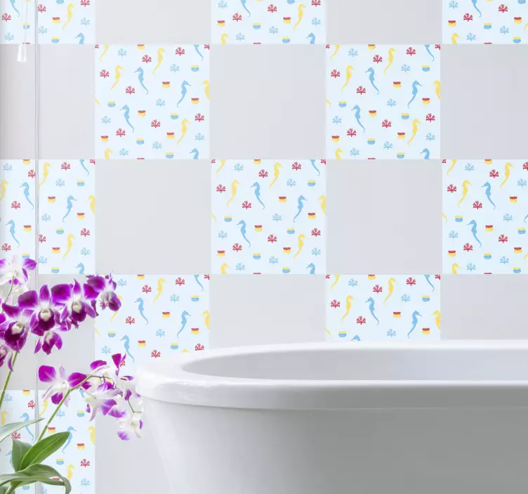 Tengeri ló és korall csempe matrica - TenStickers