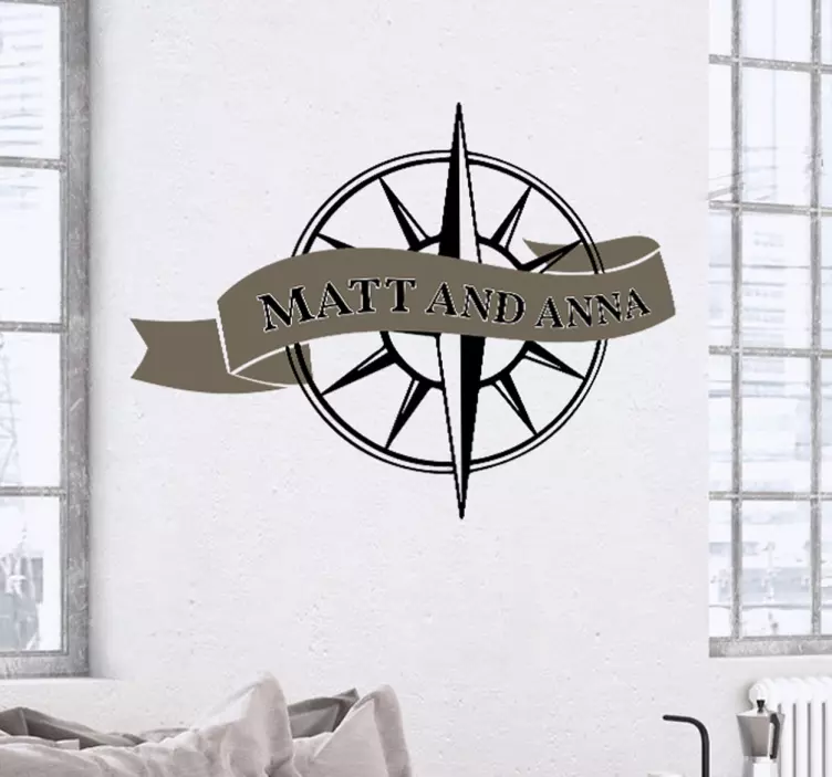 Testreszabható iránytű esküvői szalagcímke matrica - TenStickers