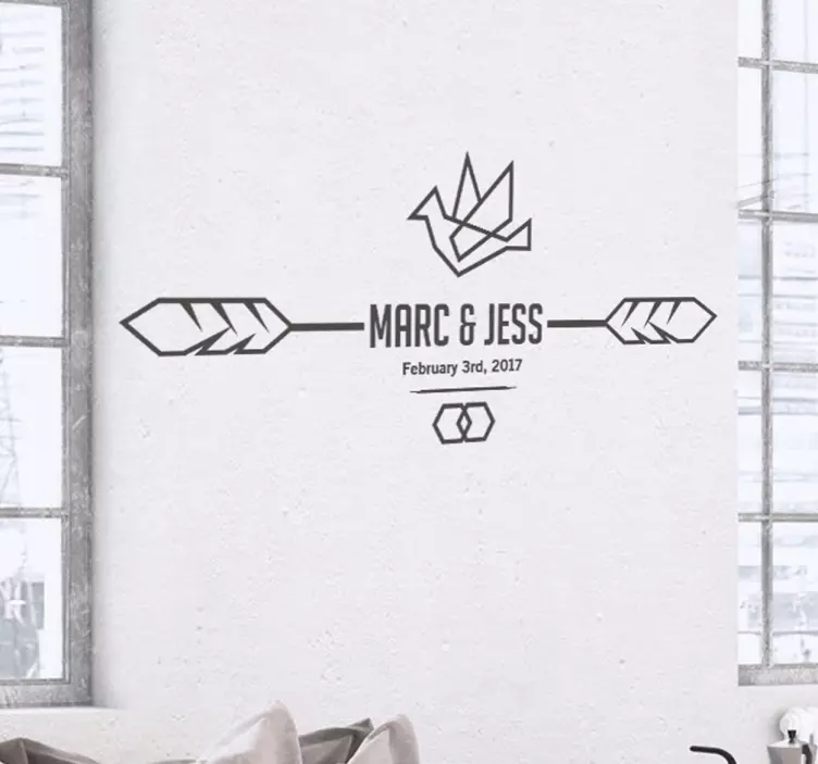 Testreszabható modern esküvői jel matrica - TenStickers