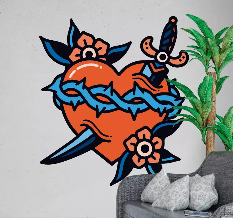 Tetoválás szív szeretet matrica - TenStickers