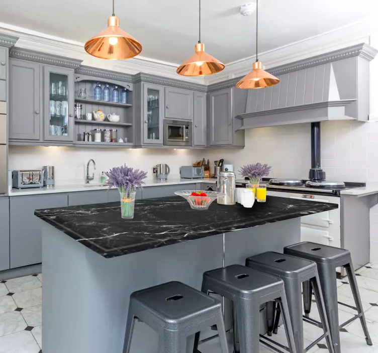 texturierte Aufklebermuster encimera mármol negro - TenStickers