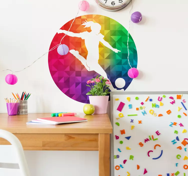 Többszínű női focista matrica - TenStickers