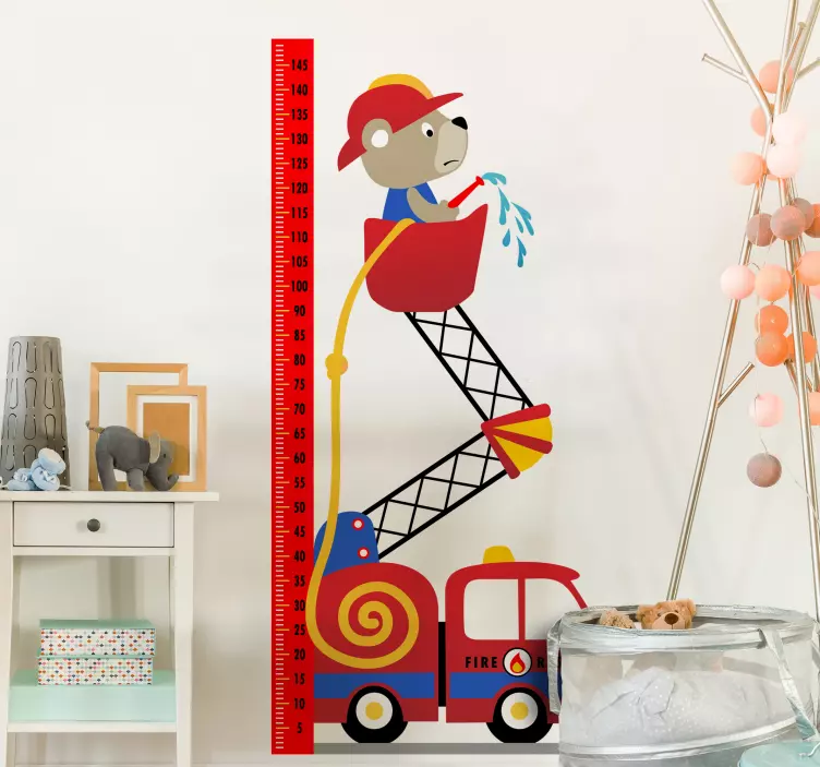 Tűzoltóautó magasság diagram magasság diagram matrica - TenStickers