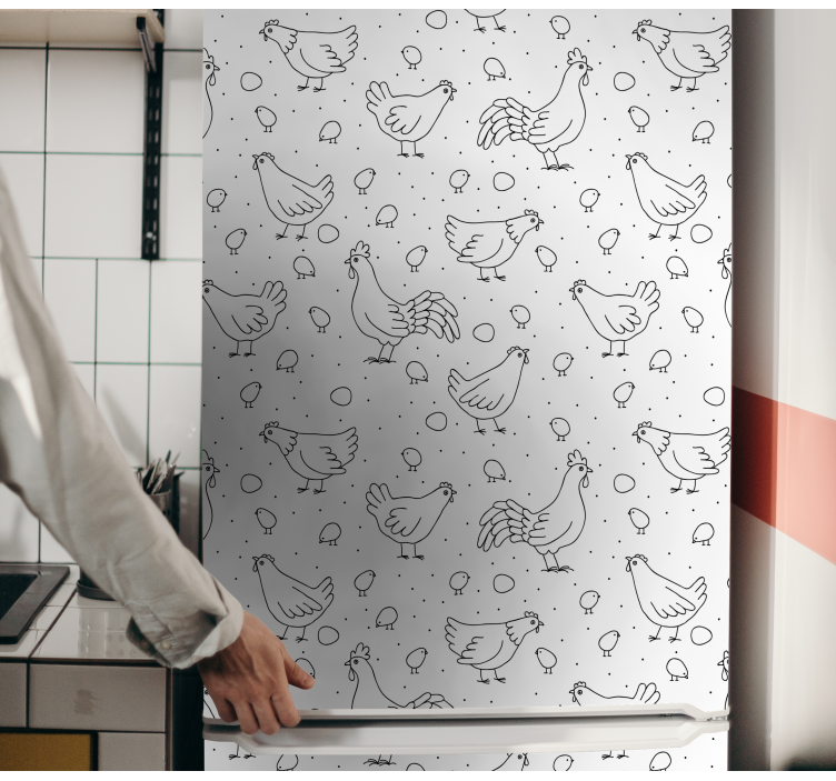 Tyúkmintás rátét Matrica Hűtő - TenStickers