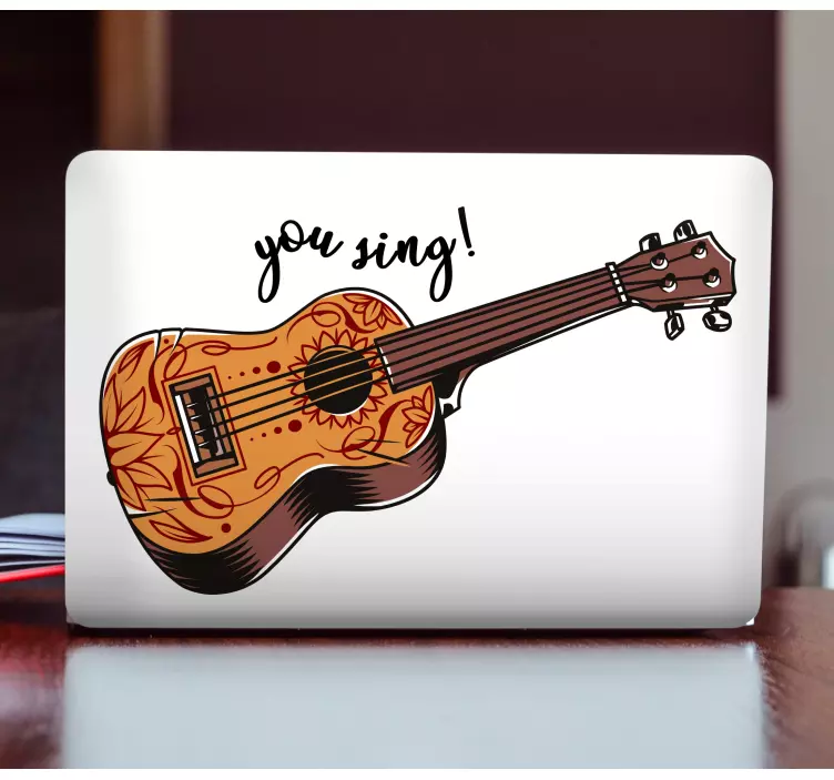 Ukulele u énekel szöveges laptop bőrt - TenStickers