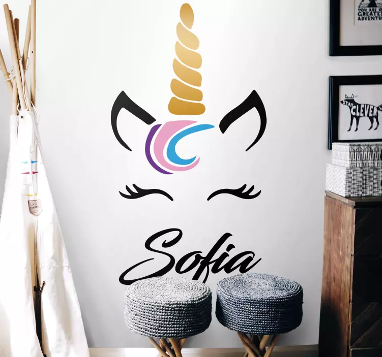 Unikornis arc testreszabása matrica gyerekeknek - TenStickers