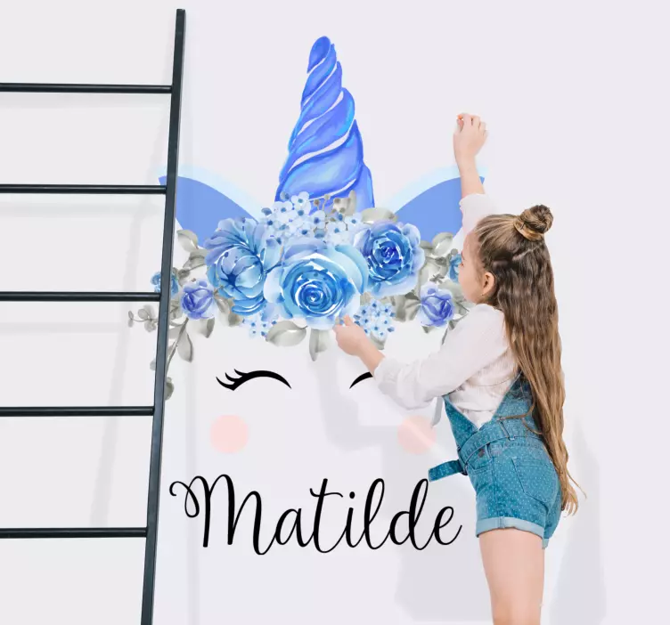 Unikornis virágos téma matrica gyerekeknek - TenStickers