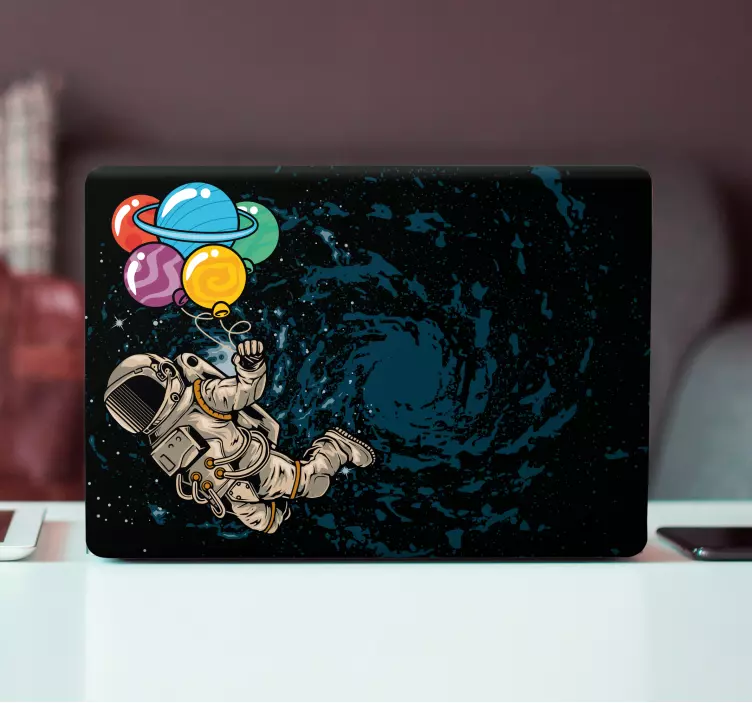 Űrhajós léggömbökkel laptop matrica - TenStickers