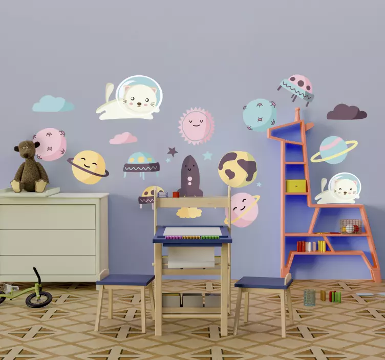 űrhajósok az űrben gyerekek falmatrica - TenStickers