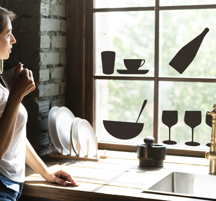 üveg és pohár ablak matrica - TenStickers