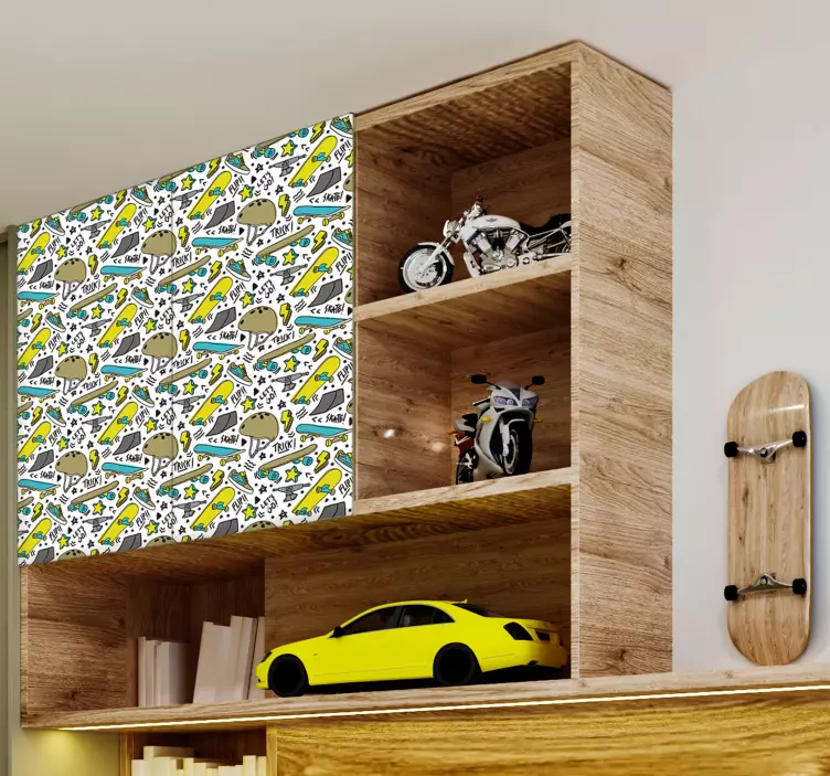 Városi korcsolya mintás bútormatrica - TenStickers