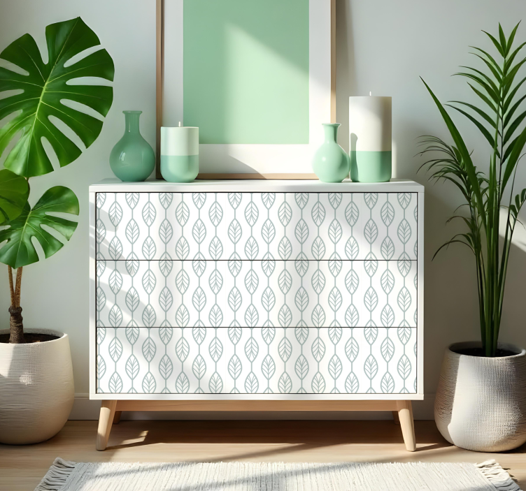 Vázolt levelek Bútor falmatrica - TenStickers