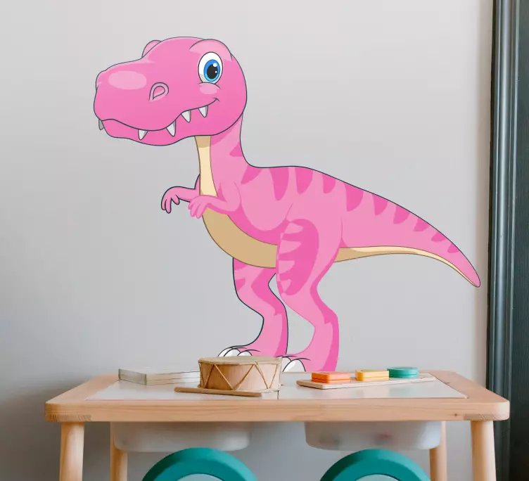 Vicces rózsaszín dinoszaurusz állva lábak matrica - TenStickers