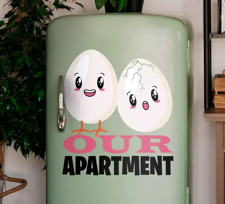 Vicces tojás nevetve és szöveges hűtőszekrény matrica - TenStickers