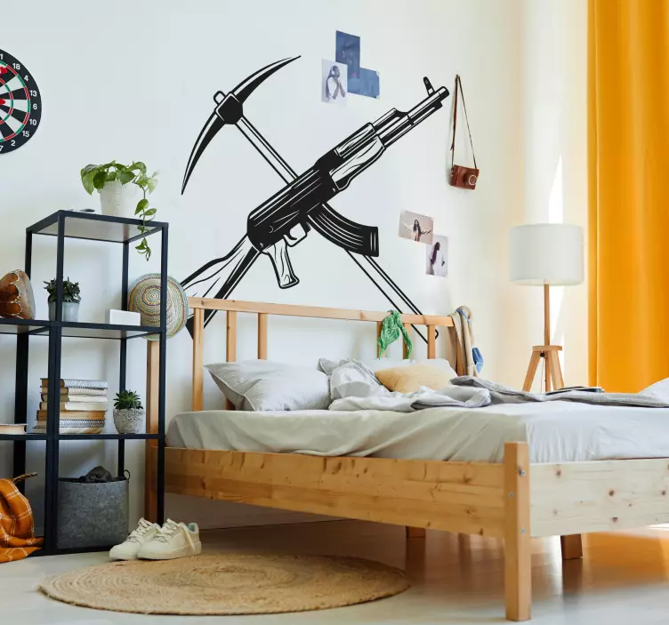 Videójátékok matrica csákány és géppisztoly - TenStickers