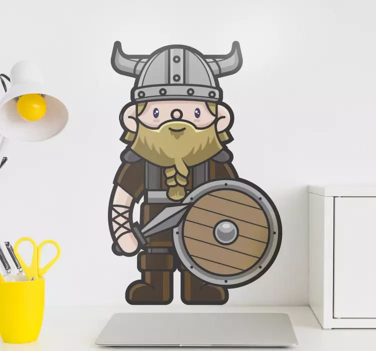 Viking tartó pajzs és fejszet karakter matrica - TenStickers