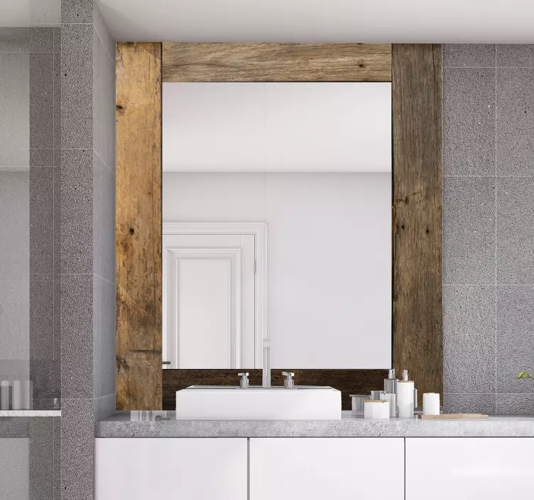 Vintage fa textúra tükör matrica - TenStickers