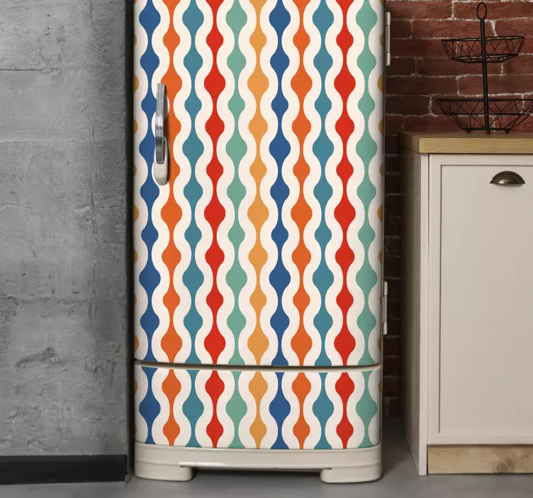 Vintage hullámok hűtőszekrény matrica - TenStickers