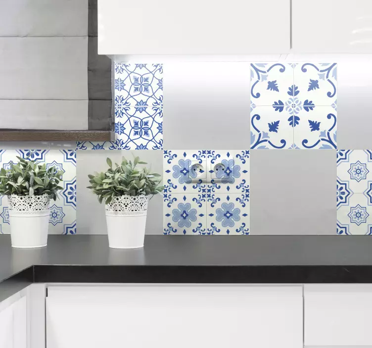 Vintage kék csempe matrica - TenStickers