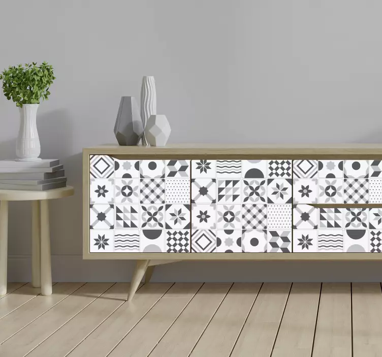 Vintage kék csempe bútor matrica - TenStickers