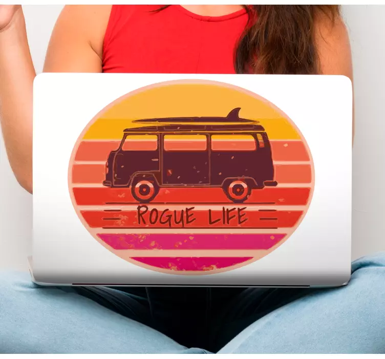 Vintage surfing van laptop matrica - TenStickers