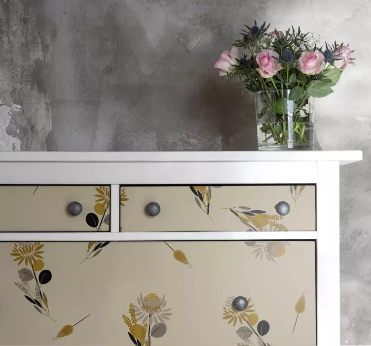 Vintage virágok bútor matrica - TenStickers