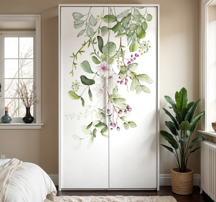 Virágok és levelek bútor matrica - TenStickers