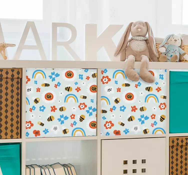 Virágok és méhek bútor matrica - TenStickers