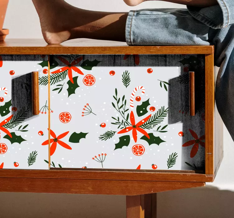 Virágok és narancs karácsonyi matrica - TenStickers