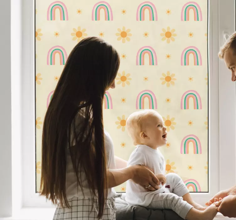 Virágok és szivárványok ablakmatrica - TenStickers