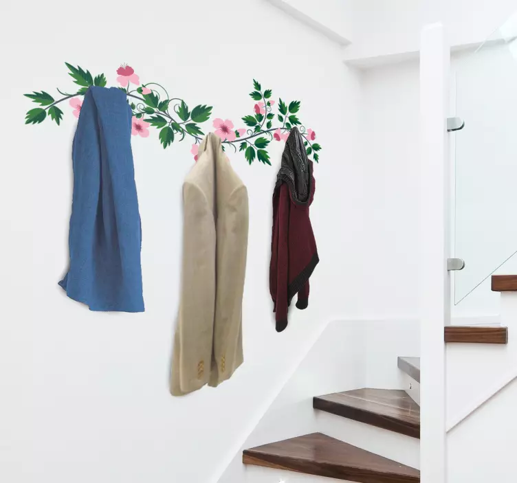 Virágos kabát állvány kabát akasztó matrica - TenStickers